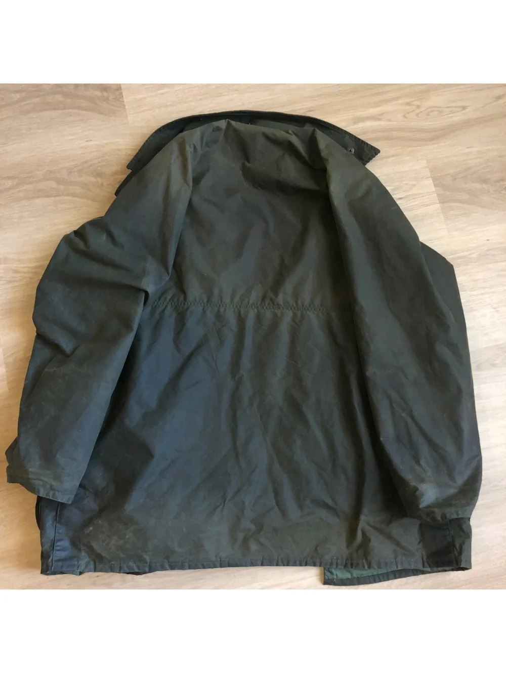 VINTAGE LEWIS CREEK WAXED LEATHER TRIM SCOTLAND OLIVE GREEN MENS SIZE LARGE ZIP